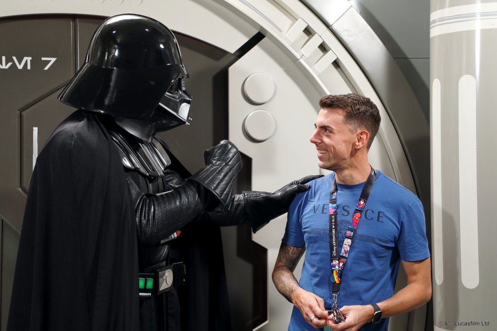 Jake meeting a Star Wars character at Disneyland Paris