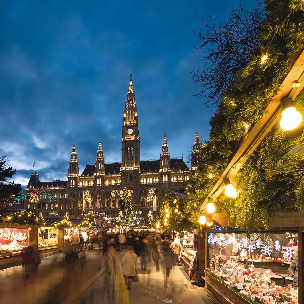 Vienna's Rathausplatz Christmas market in front of the City Hall
